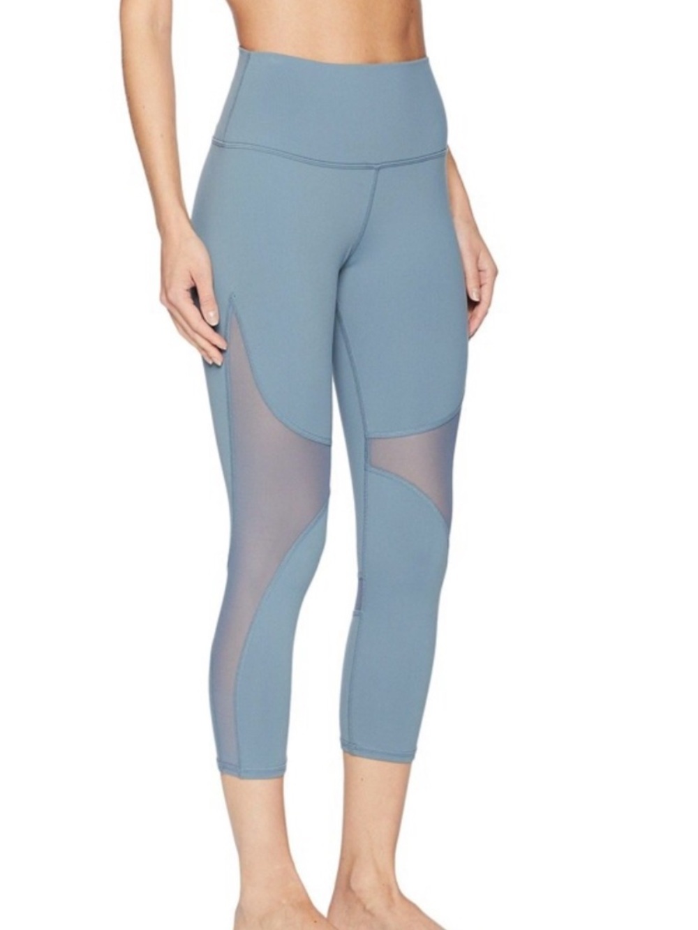 Alo Yoga Coast Capri Leggings High Waist Mesh Cropped Women's Med Baby Blue